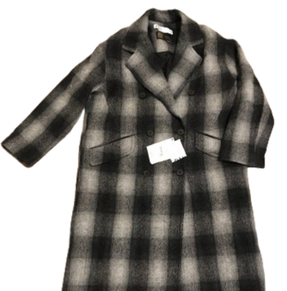 ZARA × Manteco 100% Wool Menswear Grey Black Plaid Long Coat. M NWT Blogger FAVE - Picture 10 of 15